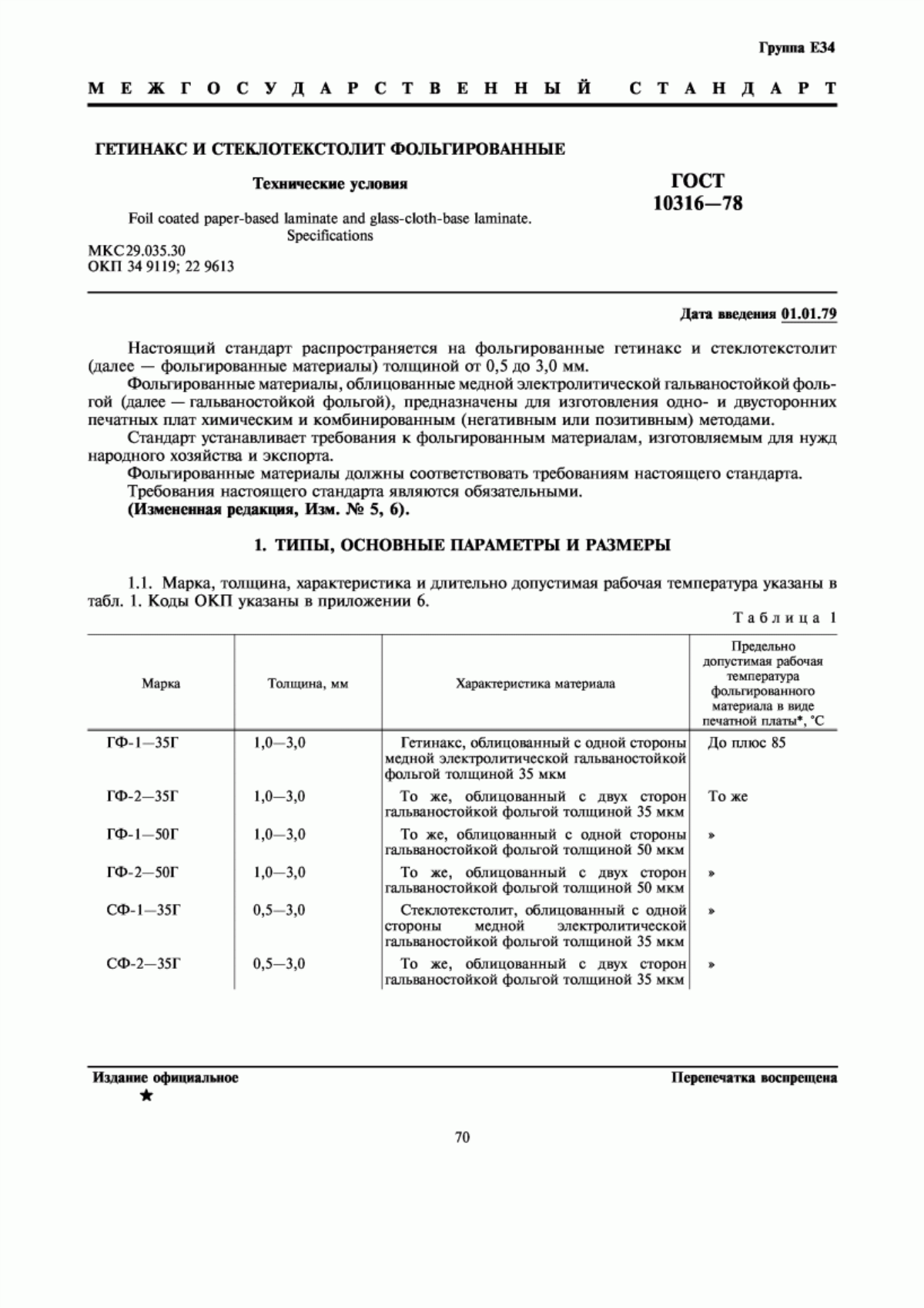 ГОСТ 10316-78 Гетинакс и стеклотекстолит фольгированные. Технические условия